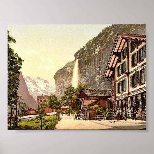 Lauterbrunnen Valley、Staubach Wとの通りビュー ポスター (正面)