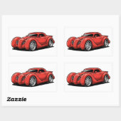 Lava Red Spiral Hotrod Toon 長方形シール (シート)