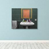 Lavabo en cuarto de baño キャンバスプリント (インサイチュ (ウッドフロア))