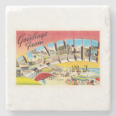 LavalletteニュージャージーNJのヴィンテージ旅行郵便はがき ストーンコースター (正面)