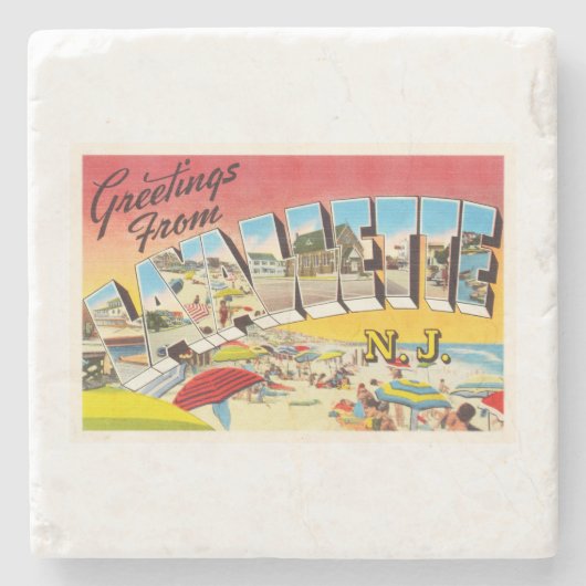 LavalletteニュージャージーNJのヴィンテージ旅行郵便はがき ストーンコースター (正面)