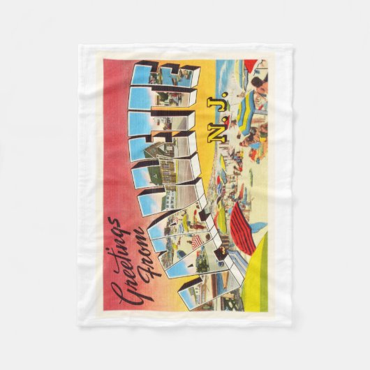 LavalletteニュージャージーNJのヴィンテージ旅行郵便はがき フリースブランケット (正面)