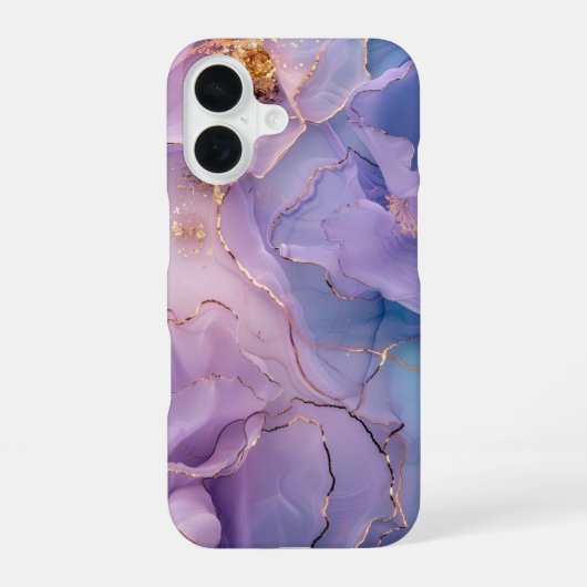 Lavande Royale Luxury Soft Purple Marble Gold iPhone 16ケース (裏面)