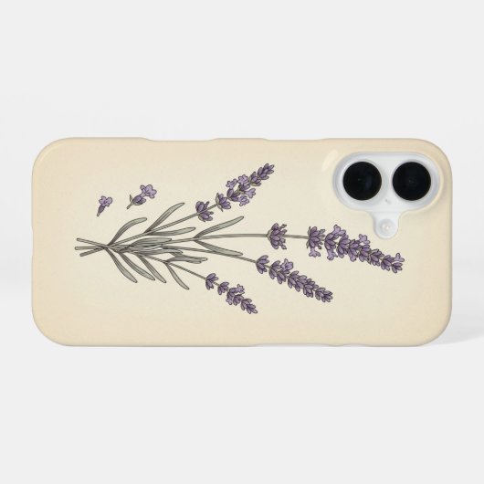 Lavande Vintage Stylisée iPhone 16ケース (裏面横)