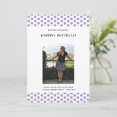 Lavander水玉模様写真卒業発表 案内状 (スタンド正面)