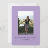 Lavander水玉模様写真卒業発表 案内状 (裏面)