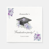  Lavander Purple Floral Graduation  スタンダードカクテルナプキン (正面)
