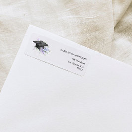 Lavander Purple Floral Graduation address  ラベル