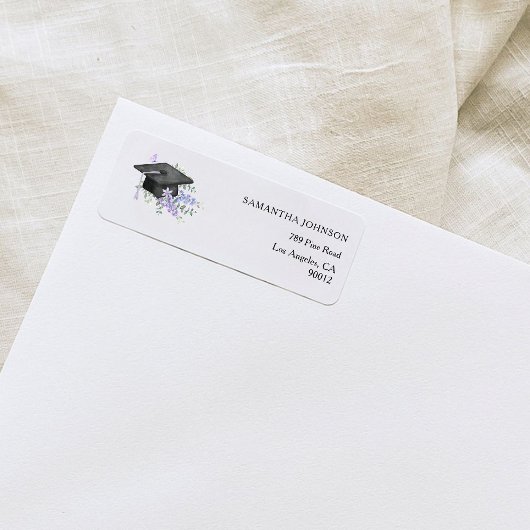 Lavander Purple Floral Graduation address  ラベル