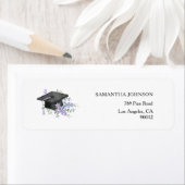Lavander Purple Floral Graduation address  ラベル (インサイチュ)