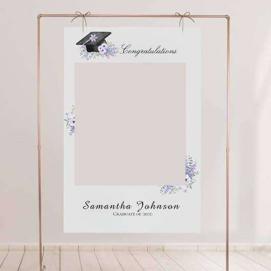  Lavander Purple Floral Graduation Photo Prop sign ポスター