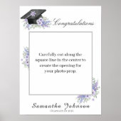  Lavander Purple Floral Graduation Photo Prop sign ポスター (正面)