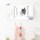  Lavander Purple Floral Graduation welcome banner 横断幕 (インサイチュ)