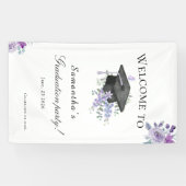  Lavander Purple Floral Graduation welcome banner 横断幕 (横)