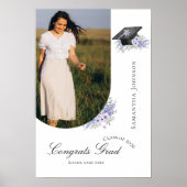  Lavander Purple Floral Graduation welcome  sign ポスター (正面)