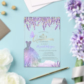  Lavander,String Lights,Glitter Dress Quinceanera アクリル招待状 (インサイチュ (ウェディング))