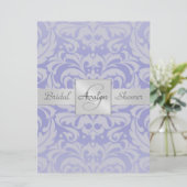 Lavendarのダマスク織のブライダルシャワーのモノグラムの招待状 招待状 (スタンド正面)