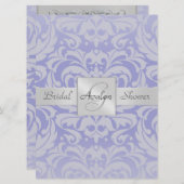 Lavendarのダマスク織のブライダルシャワーのモノグラムの招待状 招待状 (正面/裏面)