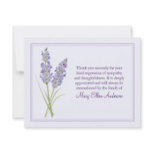 Lavendarの葬儀のメッセージカードの平らな死別のノート