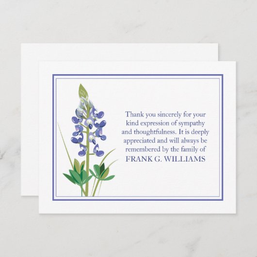 Lavendarの葬儀のメッセージカードの平らな死別のノート ノートカード (正面/裏面)