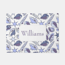 Lavendarの貝殻は|あなたの名前を加えます ドアマット