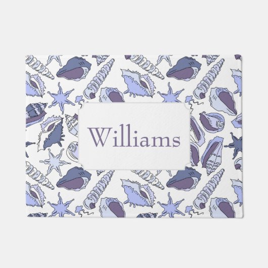 Lavendarの貝殻は|あなたの名前を加えます ドアマット (正面)