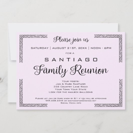 Lavendarまたは任意のカラーファミリー懇親会招待状 招待状 (正面)