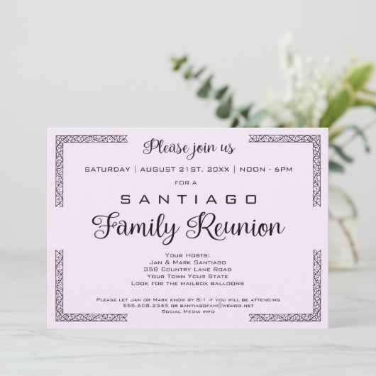 Lavendarまたは任意のカラーファミリー懇親会招待状 招待状 (スタンド正面)