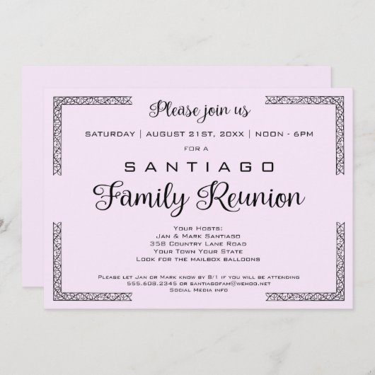 Lavendarまたは任意のカラーファミリー懇親会招待状 招待状 (正面/裏面)