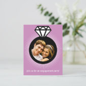 Lavendarリングの写真の婚約パーティ 招待状 (スタンド正面)