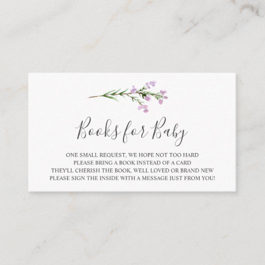 Lavendar Branch Books forベビー挿入カード エンクロージャーカード (正面)