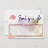 Lavendar、Pink、Purple、金ゴールド、キラキラ空白のカード サンキューカード (正面)