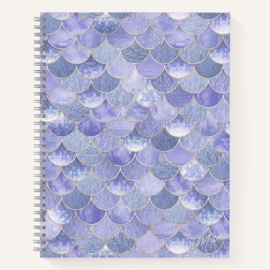 Lavendar Purple Monogram Mermaid Journal Notebook ノートブック (正面)