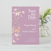 Lavendar Wildflowers Wedding Save the Date 招待状 (スタンド正面)