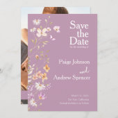 Lavendar Wildflowers Wedding Save the Date 招待状 (正面/裏面)