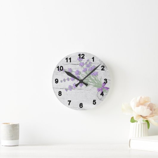 Lavendelstrauss ラウンド壁時計 (ホーム)