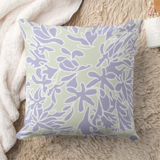 Lavender Agapanthus Flower Sage Green クッション (ブランケット)