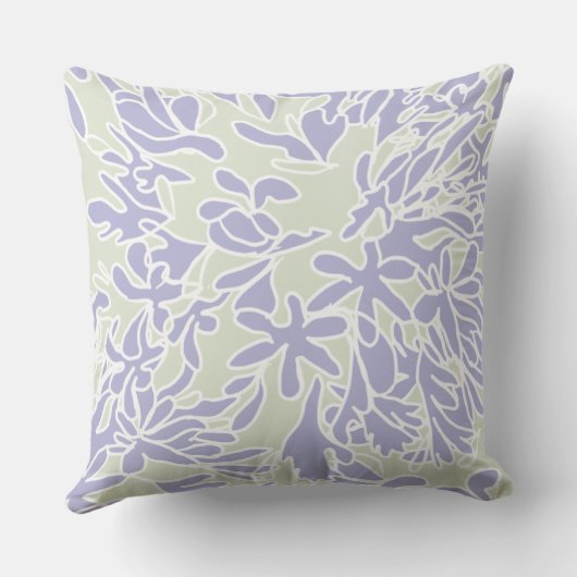 Lavender Agapanthus Flower Sage Green クッション (裏面)