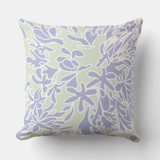 Lavender Agapanthus Flower Sage Green クッション (正面)