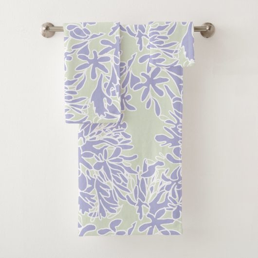 Lavender Agapanthus flower Sage Green バスタオルセット (インサイチュ)