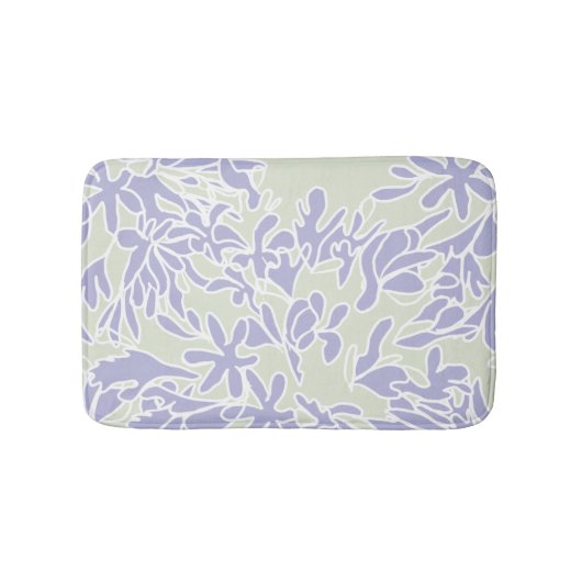 Lavender Agapanthus Flower Sage Green バスマット (正面)