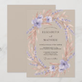 Lavender Airy Blossom Wedding 招待状 (正面/裏面)