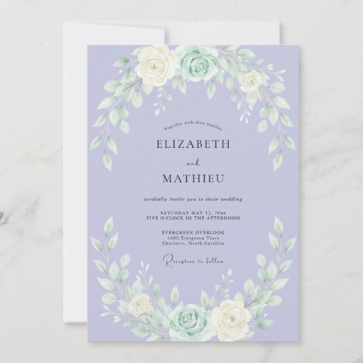 Lavender Airy Rose Wedding 招待状 (正面)