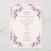 Lavender and Blush Rose Wedding Program プログラム (正面/裏面)