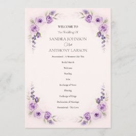 Lavender and Blush Rose Wedding Program プログラム