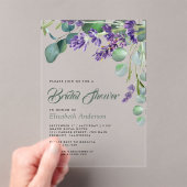 Lavender and Eucalyptus White Marble Bridal Shower アクリル招待状 (インサイチュ (ポータブル))