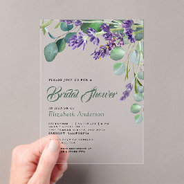 Lavender and Eucalyptus White Marble Bridal Shower アクリル招待状