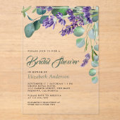 Lavender and Eucalyptus White Marble Bridal Shower アクリル招待状 (正面)