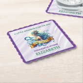 Lavender and Green Aquarius Zodiac Baby Shower ペーパーコースター (アングル)