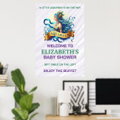 Lavender and Green Aquarius Zodiac Baby Shower ポスター (ホームオフィス)
